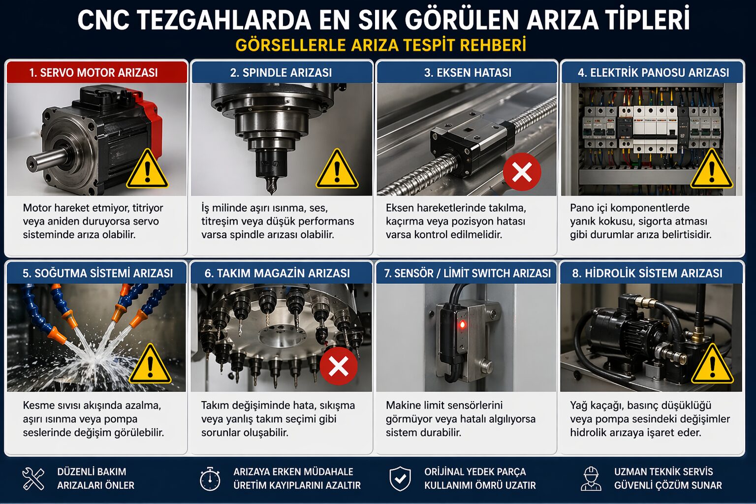 CNC Tezgahlarda En Sık Görülen Arıza Tipleri
