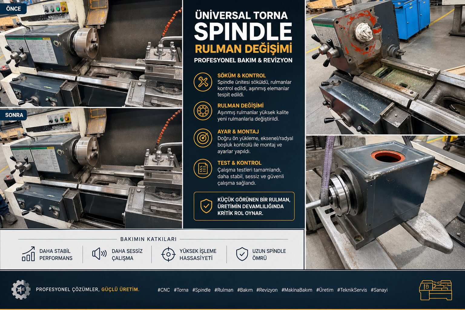 Üniversal Spindle Rulman Değişimi